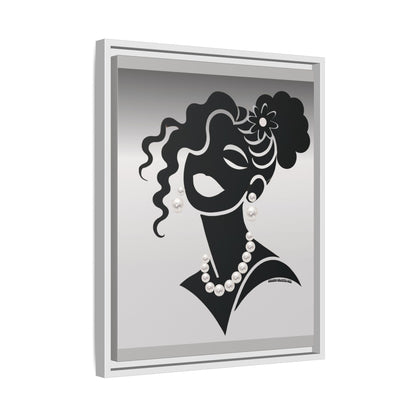 Pearls & Curls5 | Black and White - Framed Matte Canvas Art (black or white frame)