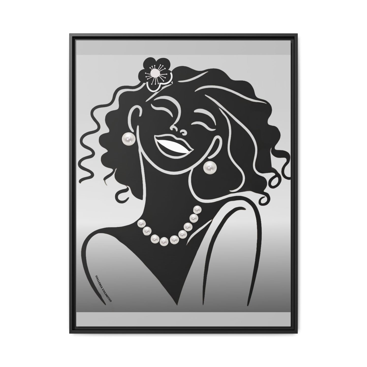 Pearls & Curls 2 | Black and White Framed Matte Canvas Wall Art (black or white frame)