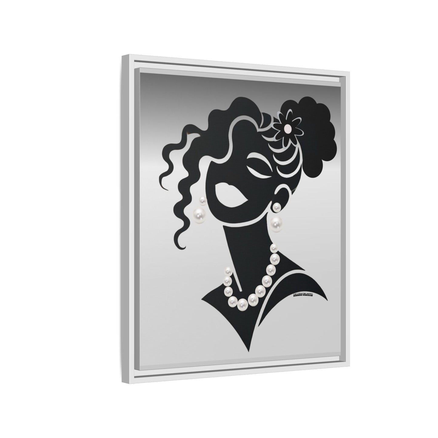 Pearls & Curls 2 | Black and White Framed Matte Canvas Wall Art (black or white frame)