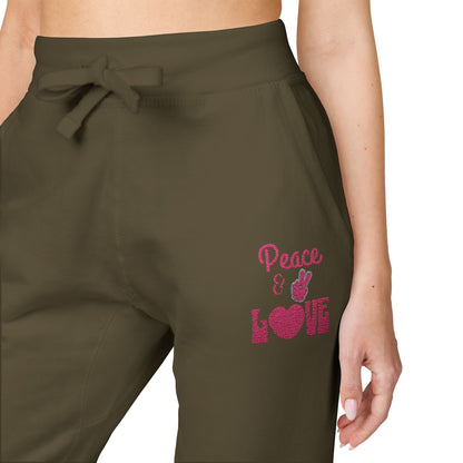 The Cozy Edit2 | "Peace & Love" Fleece Lounge Joggers, PINK Palette (multiple colors)