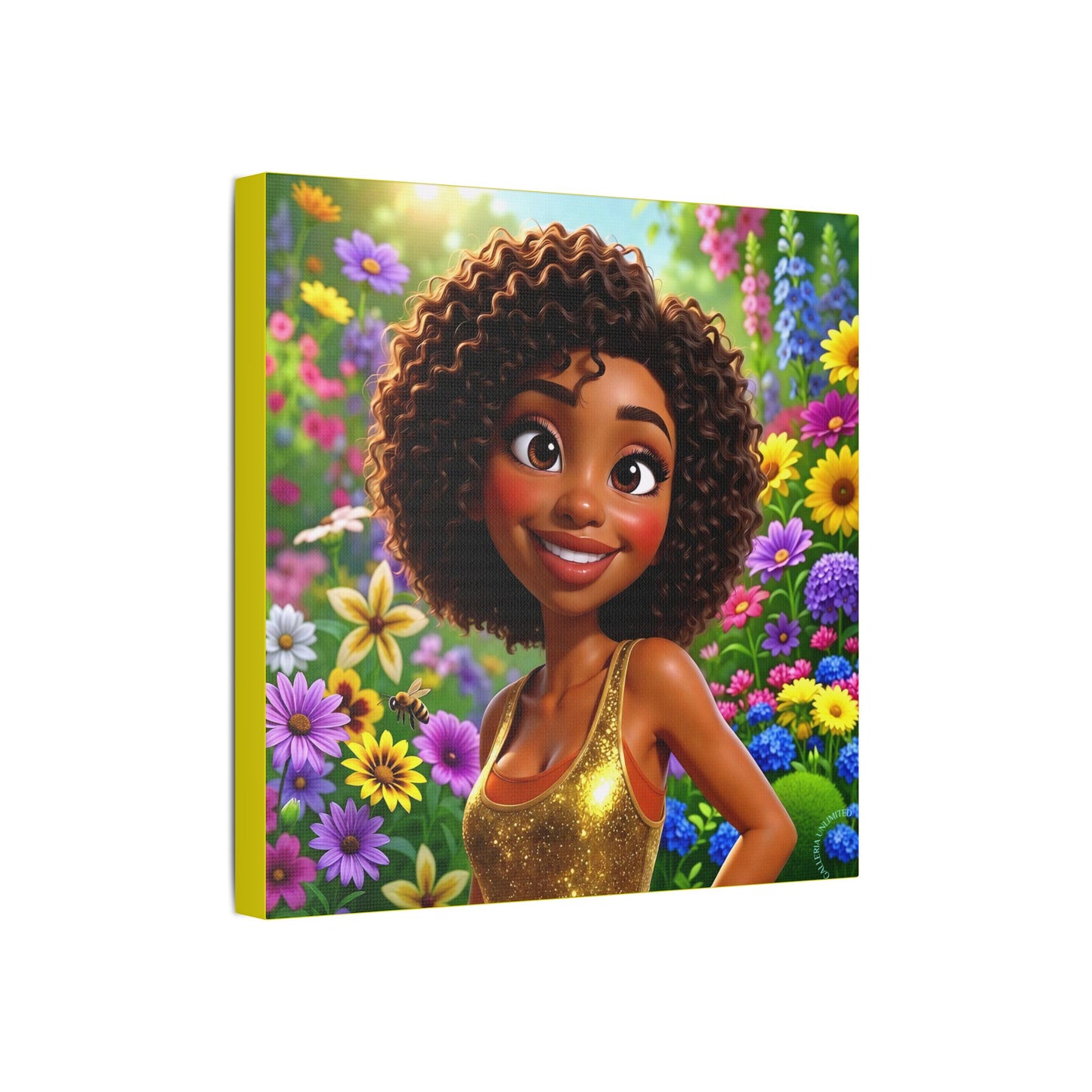 Spring Bloom | Bumblebee, Satin Stretched Canvas Print