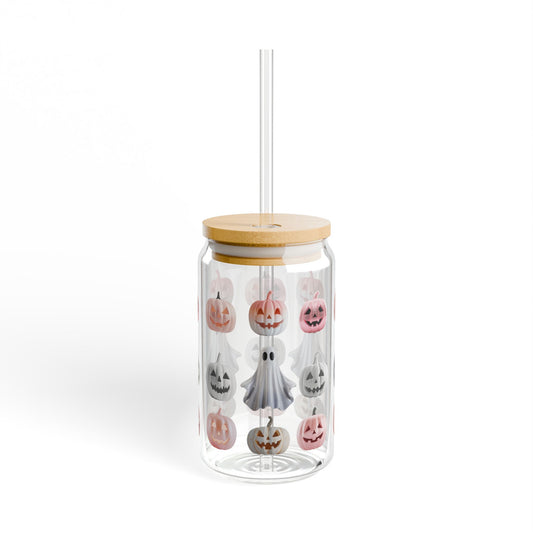 The Spooky Edit2 - Pink Jack O Lantern Sipper Glass, 16oz