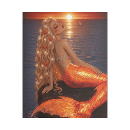 Gilded Sirens | Amber Horizon, Satin Stretched Canvas Print