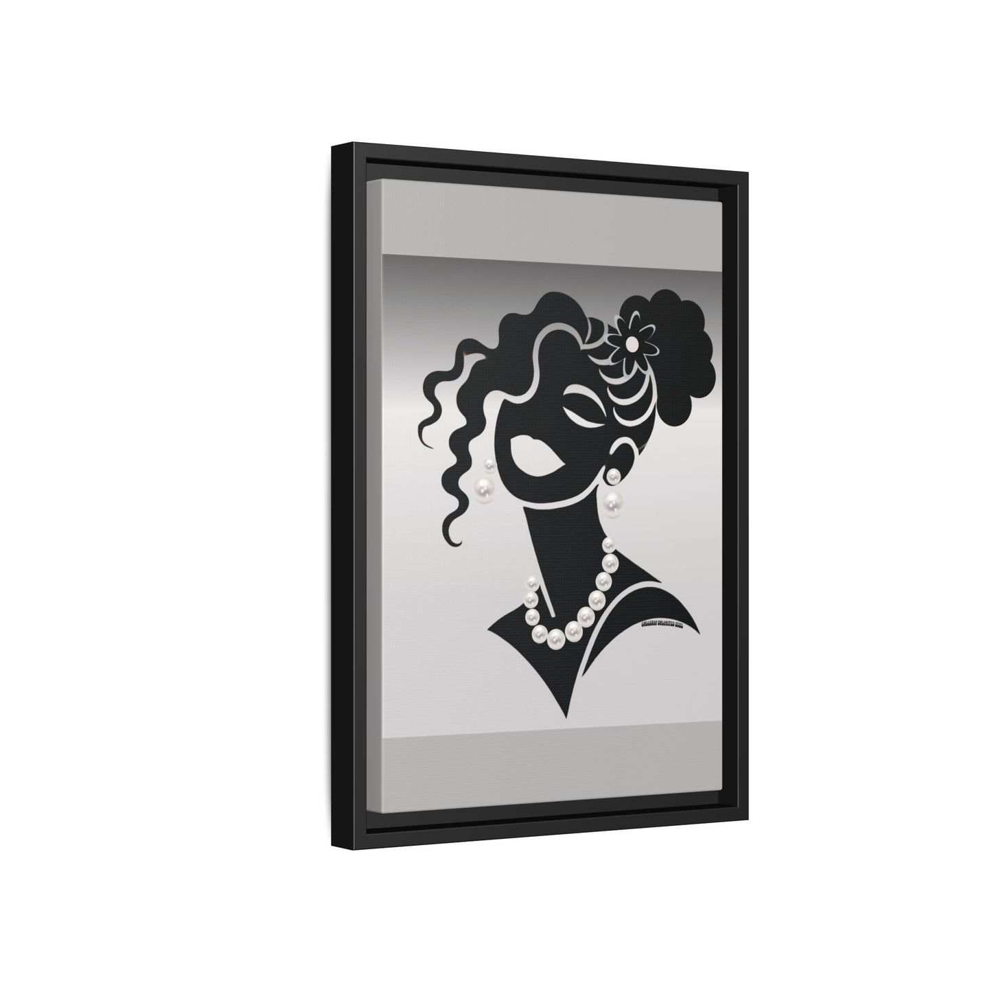 Pearls & Curls5 | Black and White - Framed Matte Canvas Art (black or white frame)