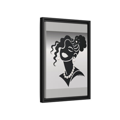 Pearls & Curls5 | Black and White - Framed Matte Canvas Art (black or white frame)