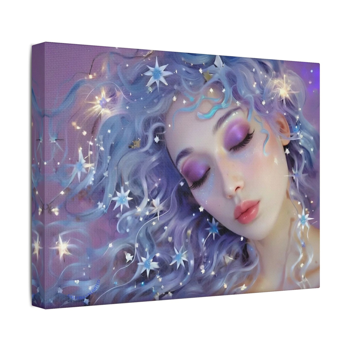 Winter Fantasy 4 | Celestial Maiden Serenity Satin Stretched Canvas Print