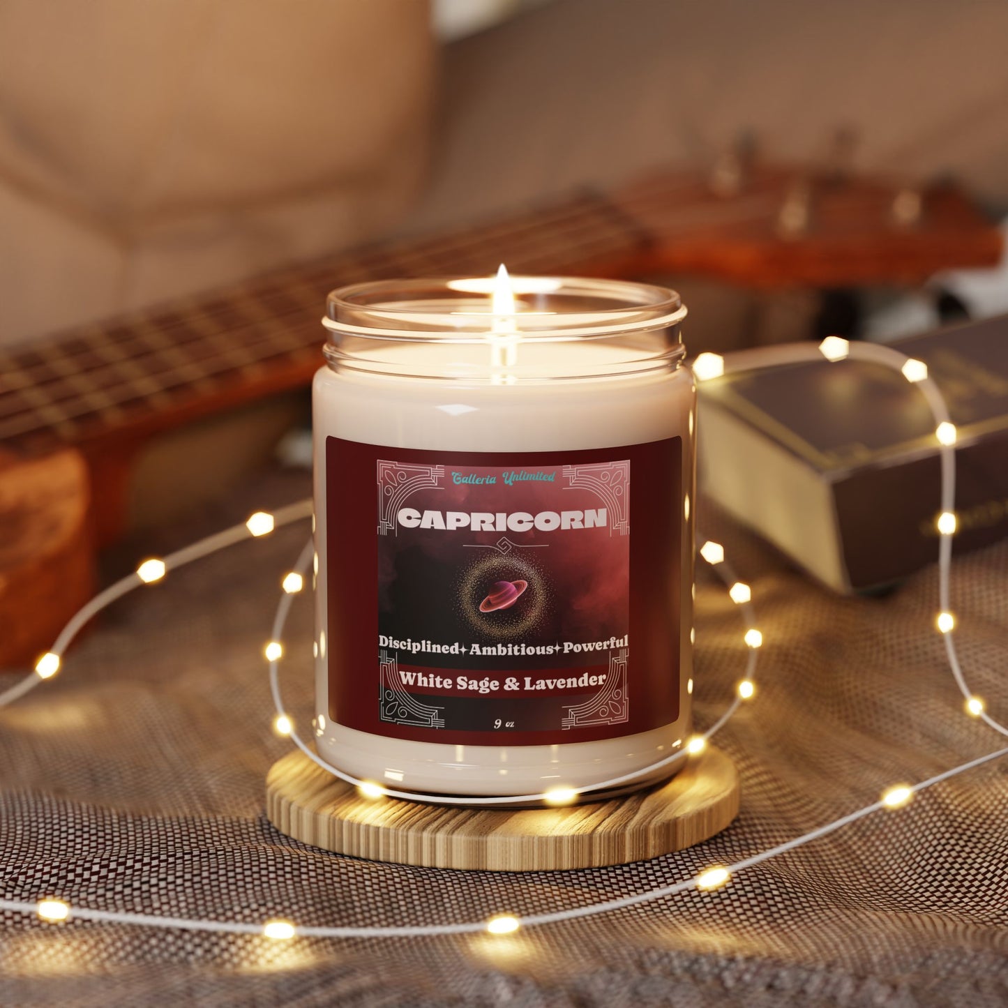 Capricorn | White Sage & Lavender Candle, 9oz (garnet)