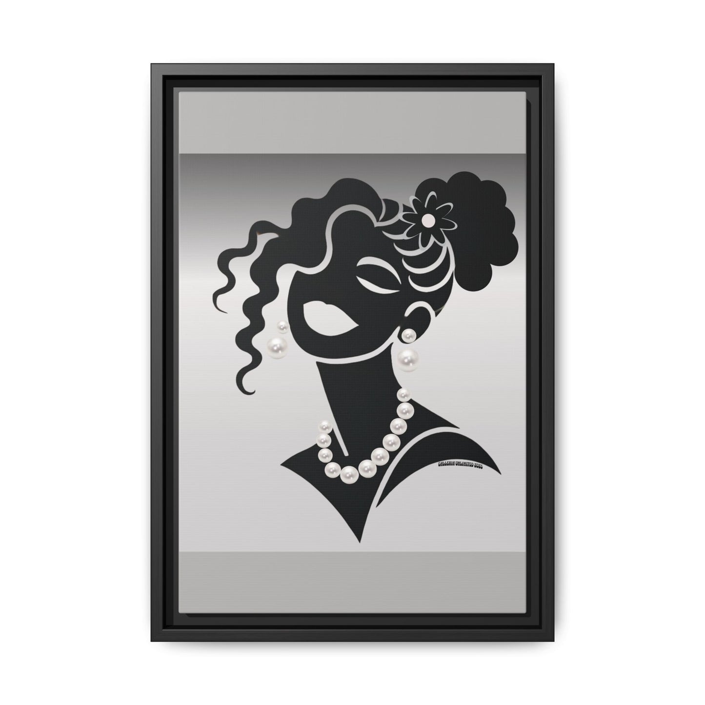 Pearls & Curls5 | Black and White - Framed Matte Canvas Art (black or white frame)