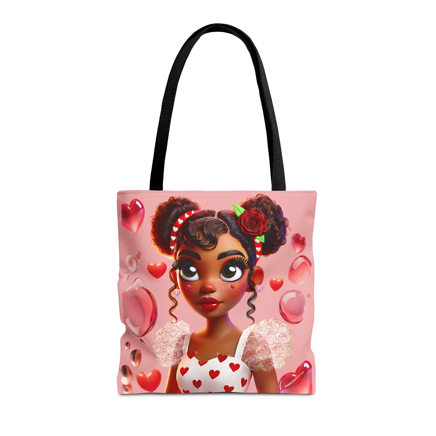 Heartbreaker Girl | Bubble Gum All -Over-Print Two-Tone Tote Bag (multiple strap colors)
