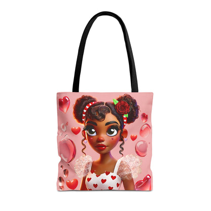 Heartbreaker Girl | Bubble Gum All -Over-Print Two-Tone Tote Bag (multiple strap colors)