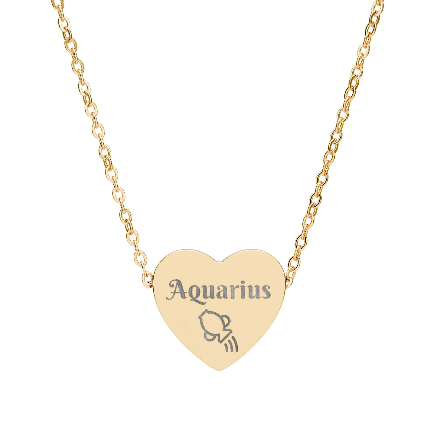 Aquarius | Heart Water Pitcher Symbol (18K gold/rose gold, stainless steel, rainbow/black PVD coating)