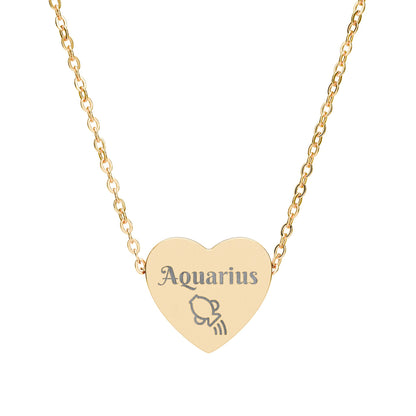 Aquarius | Heart Water Pitcher Symbol (18K gold/rose gold, stainless steel, rainbow/black PVD coating)