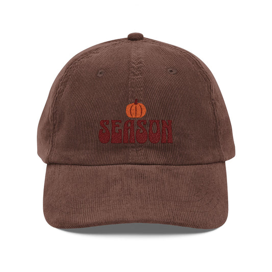 The Cozy Edit3| Maroon Embroidered Pumpkin Season Corduroy Cap