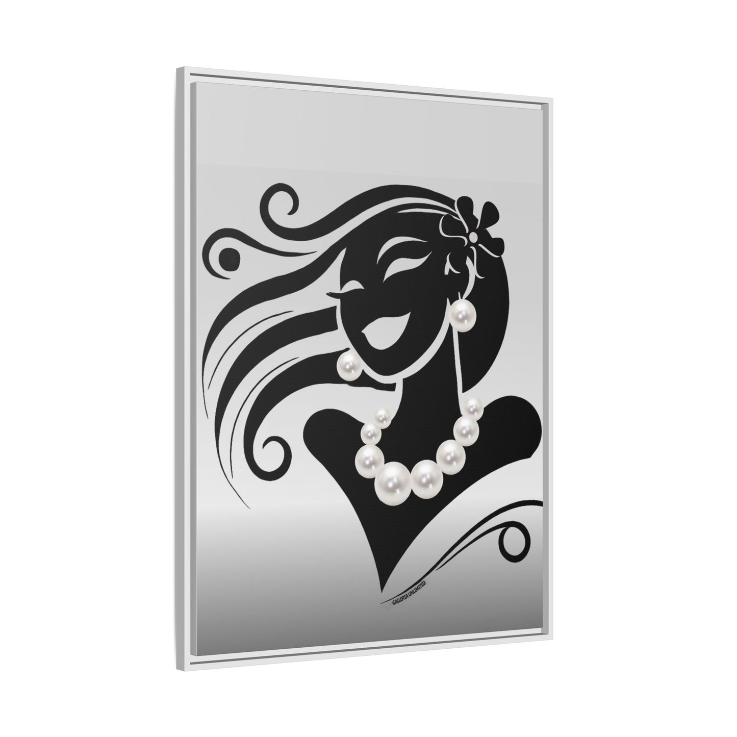 Pearls & Curls 6 | Black and White Framed Matte Canvas Wall Art (black or white frame)