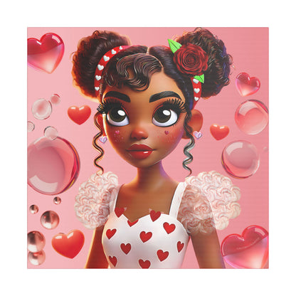 Heartbreaker Girl | Bubble Gum Satin Stretched Canvas Print