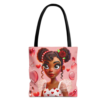 Heartbreaker Girl | Bubble Gum All -Over-Print Two-Tone Tote Bag (multiple strap colors)