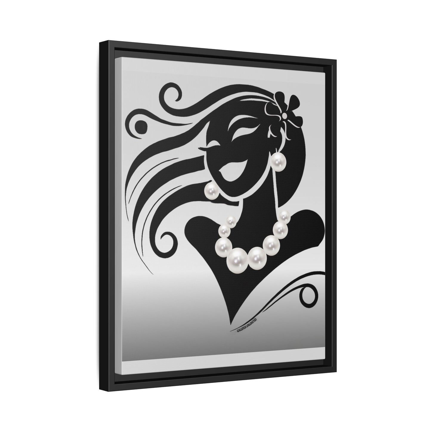 Pearls & Curls 6 | Black and White Framed Matte Canvas Wall Art (black or white frame)