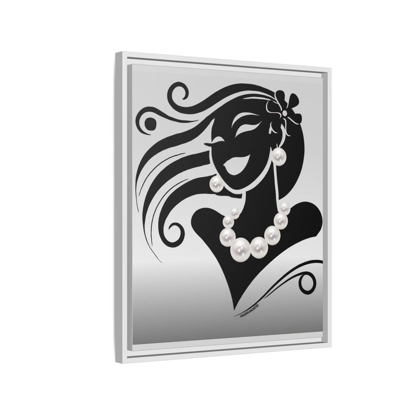 Pearls & Curls 6 | Black and White Framed Matte Canvas Wall Art (black or white frame)