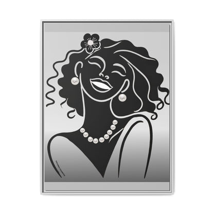 Pearls & Curls 2 | Black and White Framed Matte Canvas Wall Art (black or white frame)