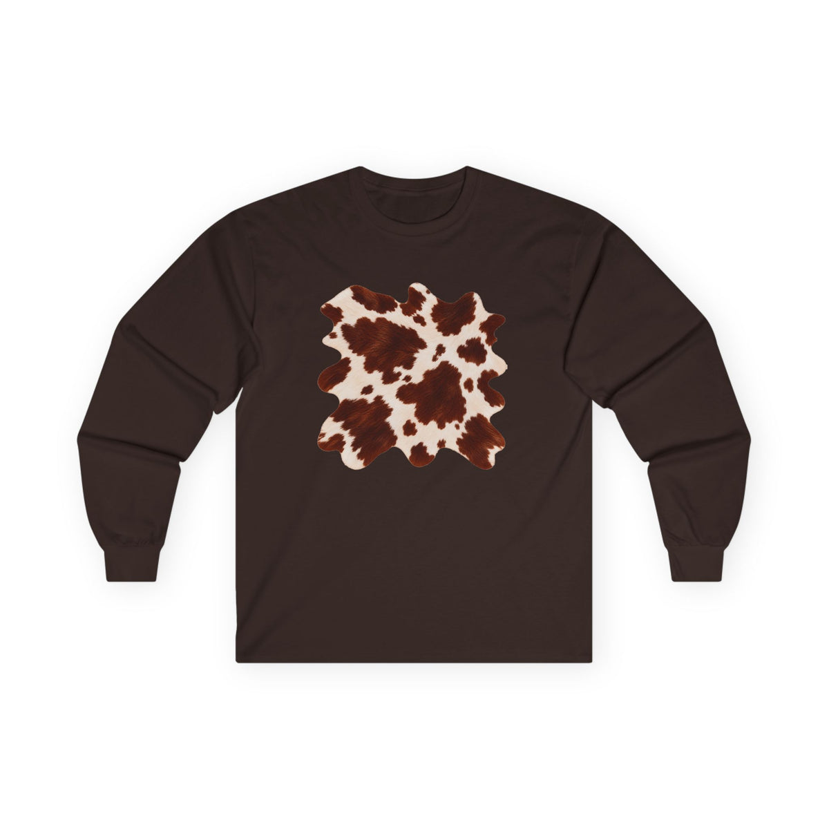 Cow | Brown & Cream Cowhide Abstract Long Sleeve Tee