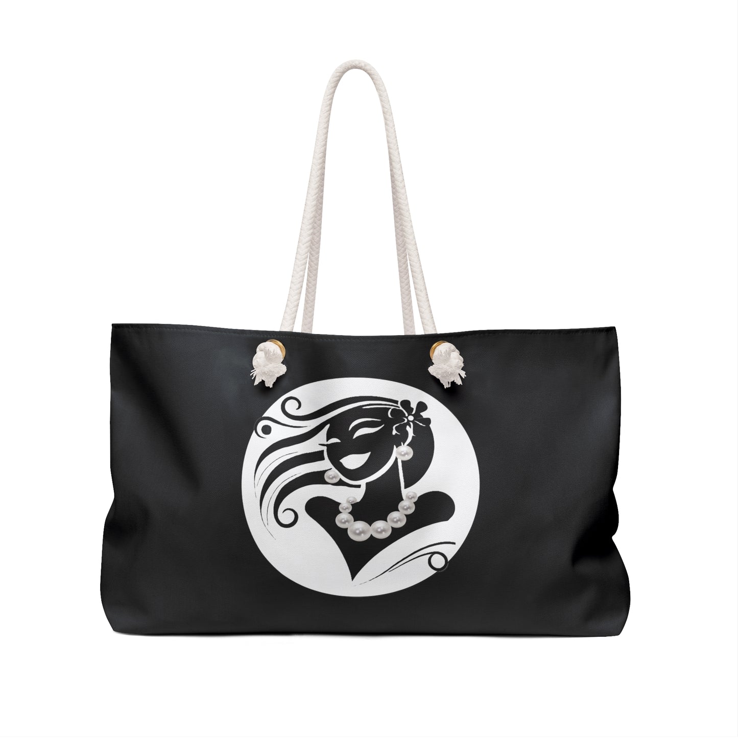 Pearls & Curls 6 | Black Double-Sided Weekender Bag