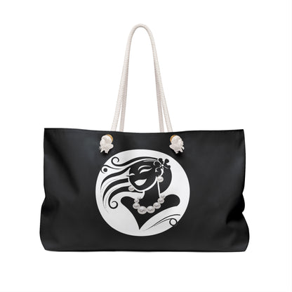 Pearls & Curls 6 | Black Double-Sided Weekender Bag