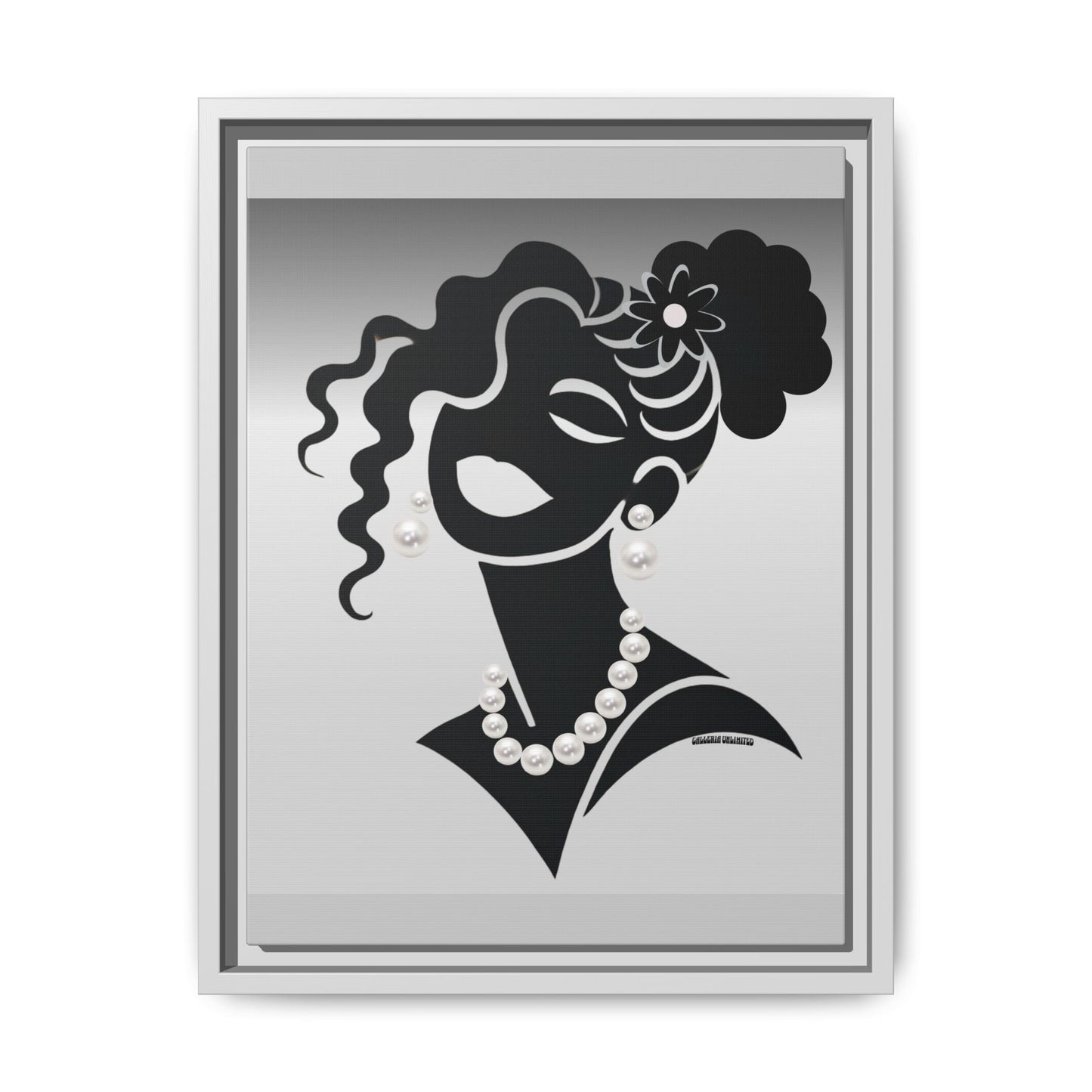 Pearls & Curls 2 | Black and White Framed Matte Canvas Wall Art (black or white frame)
