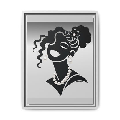 Pearls & Curls 2 | Black and White Framed Matte Canvas Wall Art (black or white frame)
