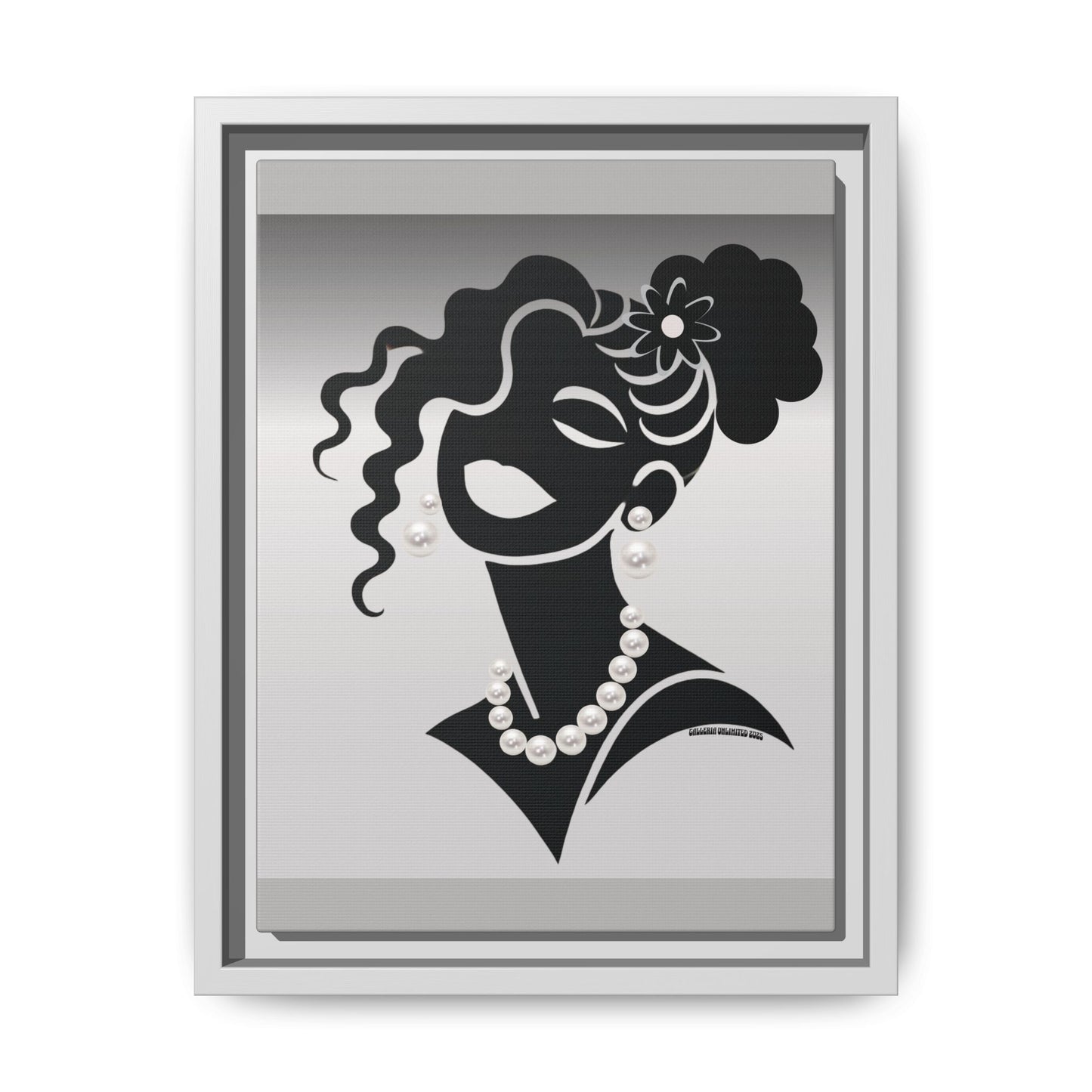 Pearls & Curls5 | Black and White - Framed Matte Canvas Art (black or white frame)