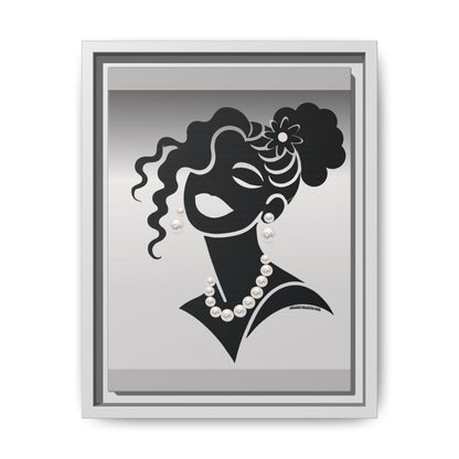 Pearls & Curls5 | Black and White - Framed Matte Canvas Art (black or white frame)