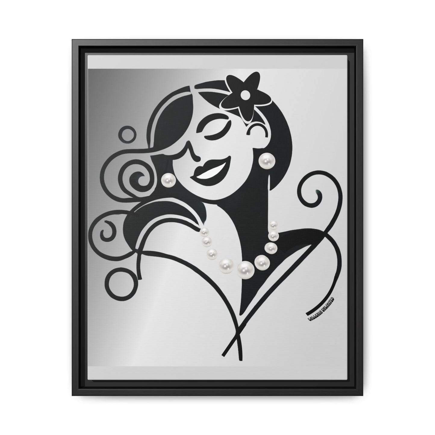 Pearls & Curls 4 | Black and White Framed Matte Canvas Wall Art (black or white frame)