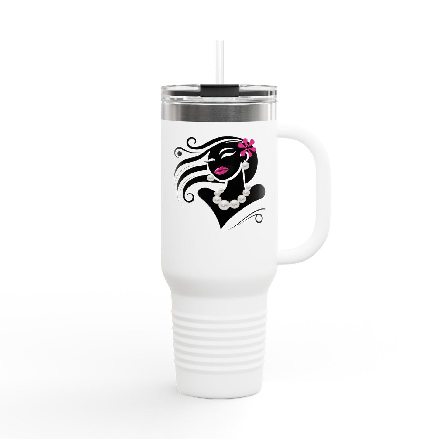 Pearls & Curls 6 | Insulated Travel Mug, 40oz (multiple colors) | Insulated Travel Mug (40oz)