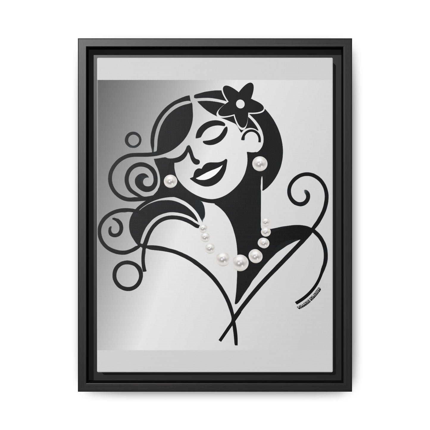 Pearls & Curls 4 | Black and White Framed Matte Canvas Wall Art (black or white frame)