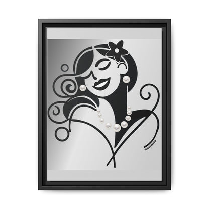 Pearls & Curls 4 | Black and White Framed Matte Canvas Wall Art (black or white frame)