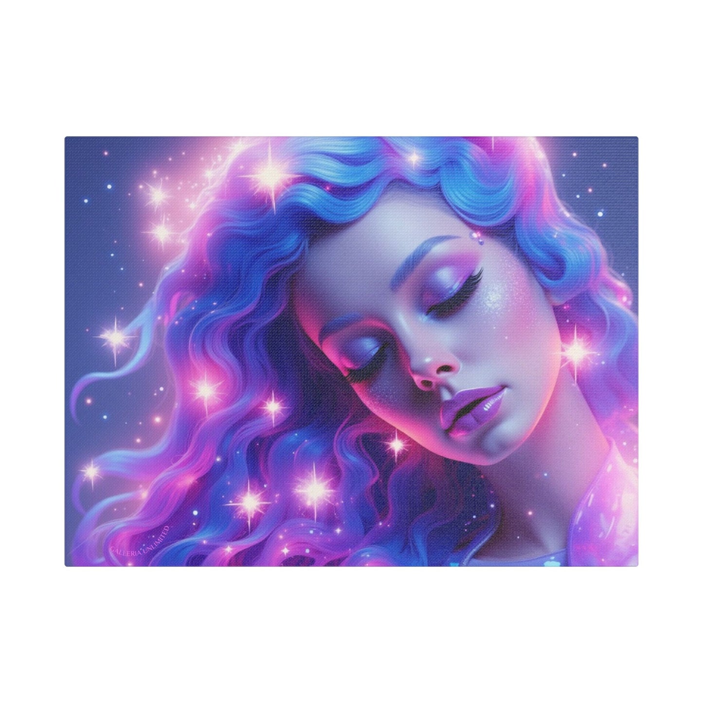 Winter Fantasy 2 | Dreamy Neon Muse Satin Stretched Canvas Print