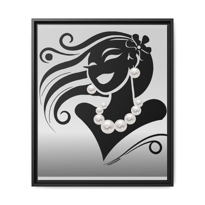 Pearls & Curls 6 | Black and White Framed Matte Canvas Wall Art (black or white frame)