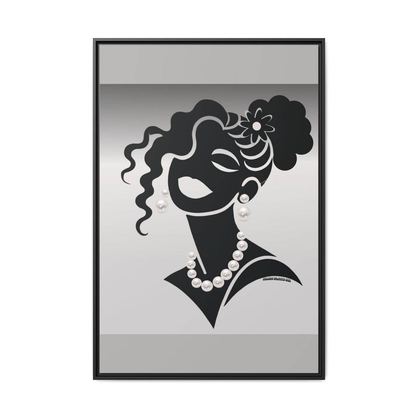 Pearls & Curls5 | Black and White - Framed Matte Canvas Art (black or white frame)