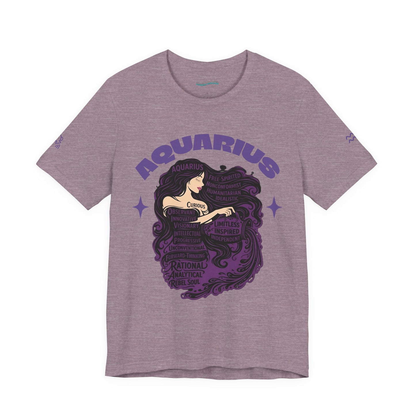 Aquarius | Word Art Graphic Tee2 (amethyst)-"Aquarius" Definition on Back