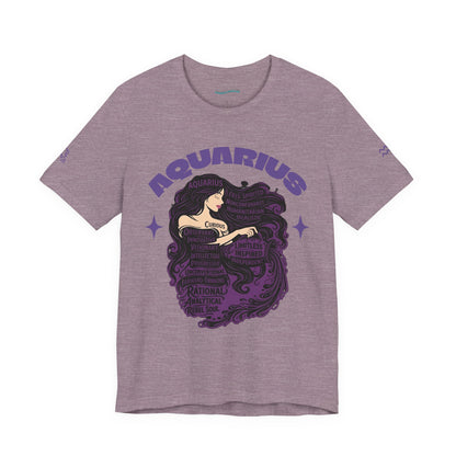 Aquarius | Word Art Graphic Tee2 (amethyst)-"Aquarius" Definition on Back