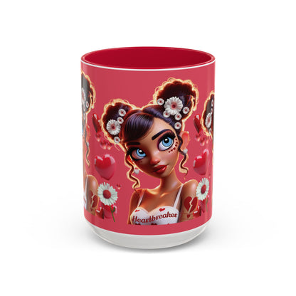 Heartbreaker 1 | Raspberry - Coffee Mug, two-tone, 15 oz (multiple handle colors)