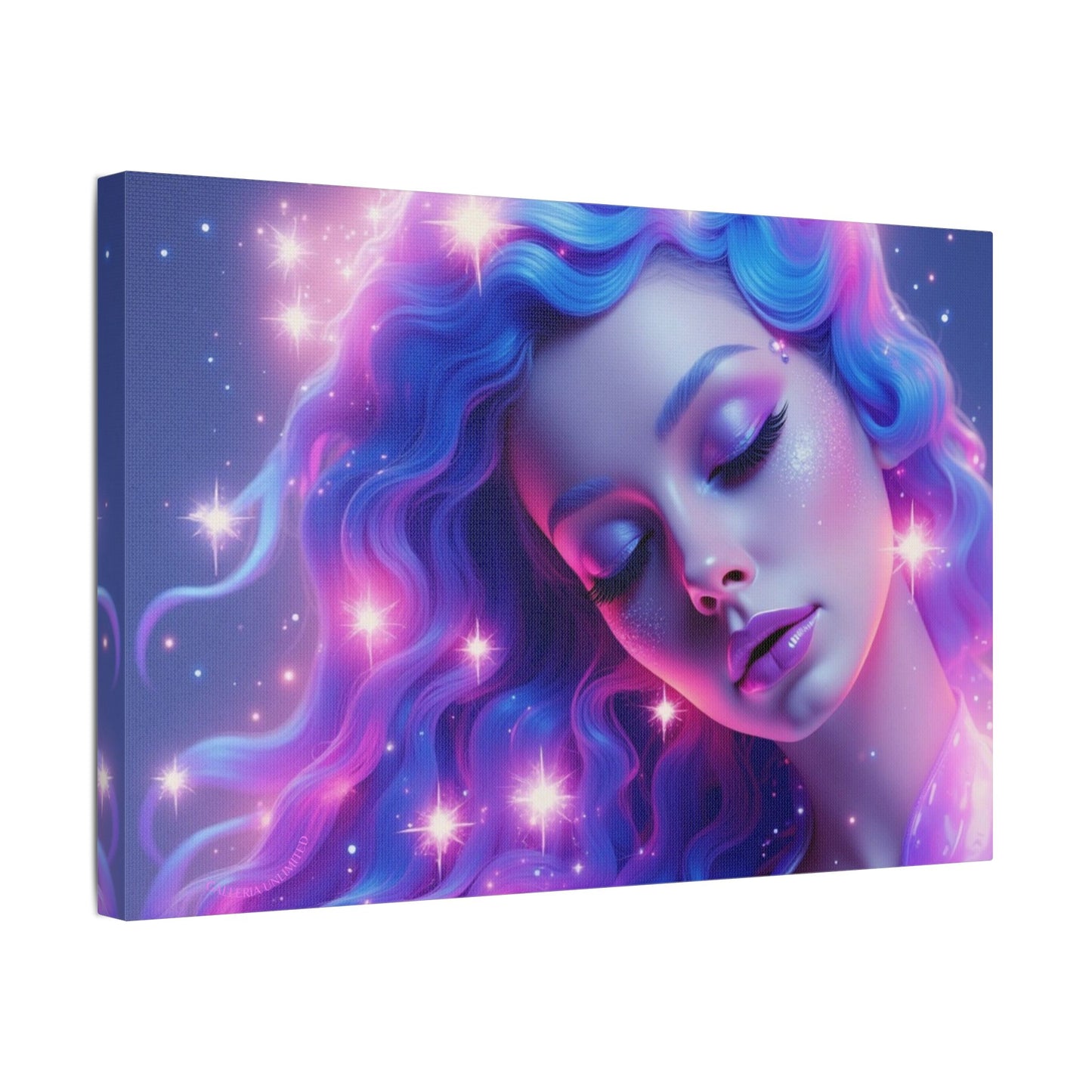 Winter Fantasy 2 | Dreamy Neon Muse Satin Stretched Canvas Print