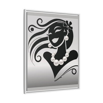 Pearls & Curls6 | Black and White - Framed Matte Canvas Art (black or white frame)