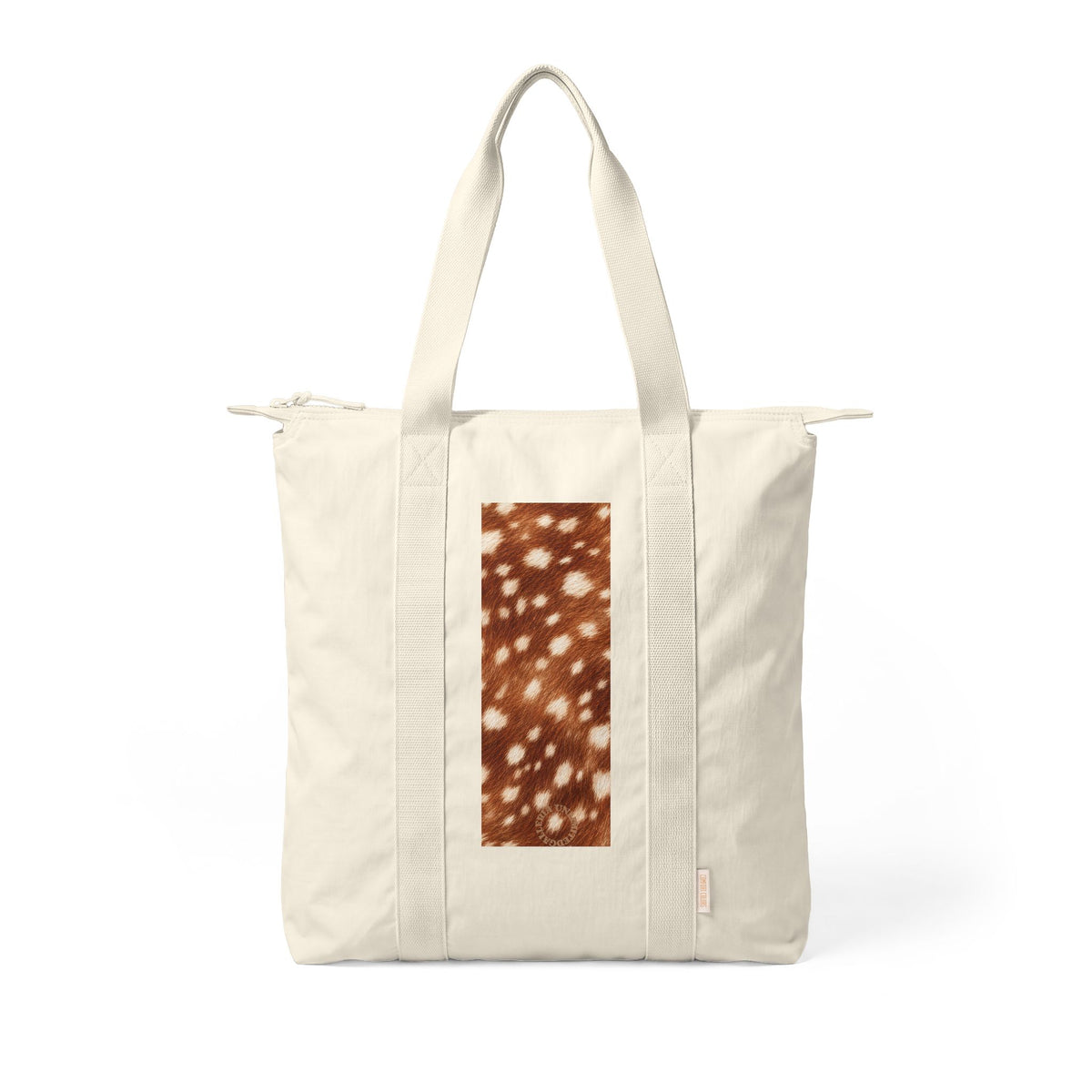 Deer | Fawn Spotted Print Nomad Tote Bag — Zip-Top Carry-All Travel Tote