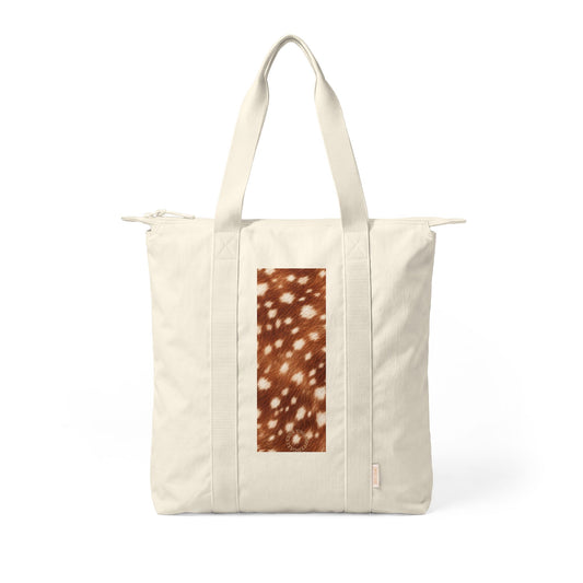 Deer | Fawn Spotted Print Nomad Tote Bag — Zip-Top Carry-All Travel Tote
