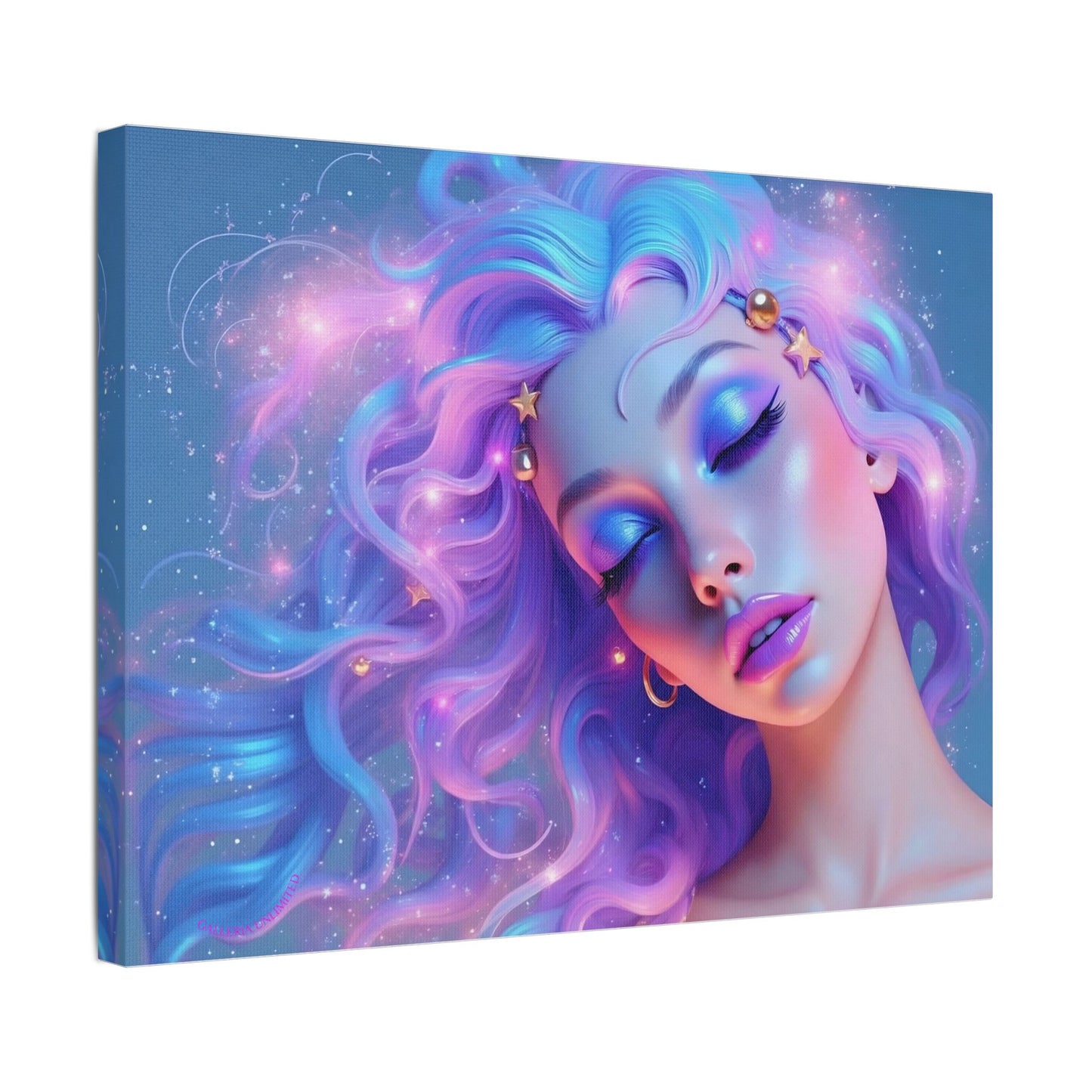 Winter Fantasy 1 | Dreamy Cosmic Muse Satin Stretched Canvas Print