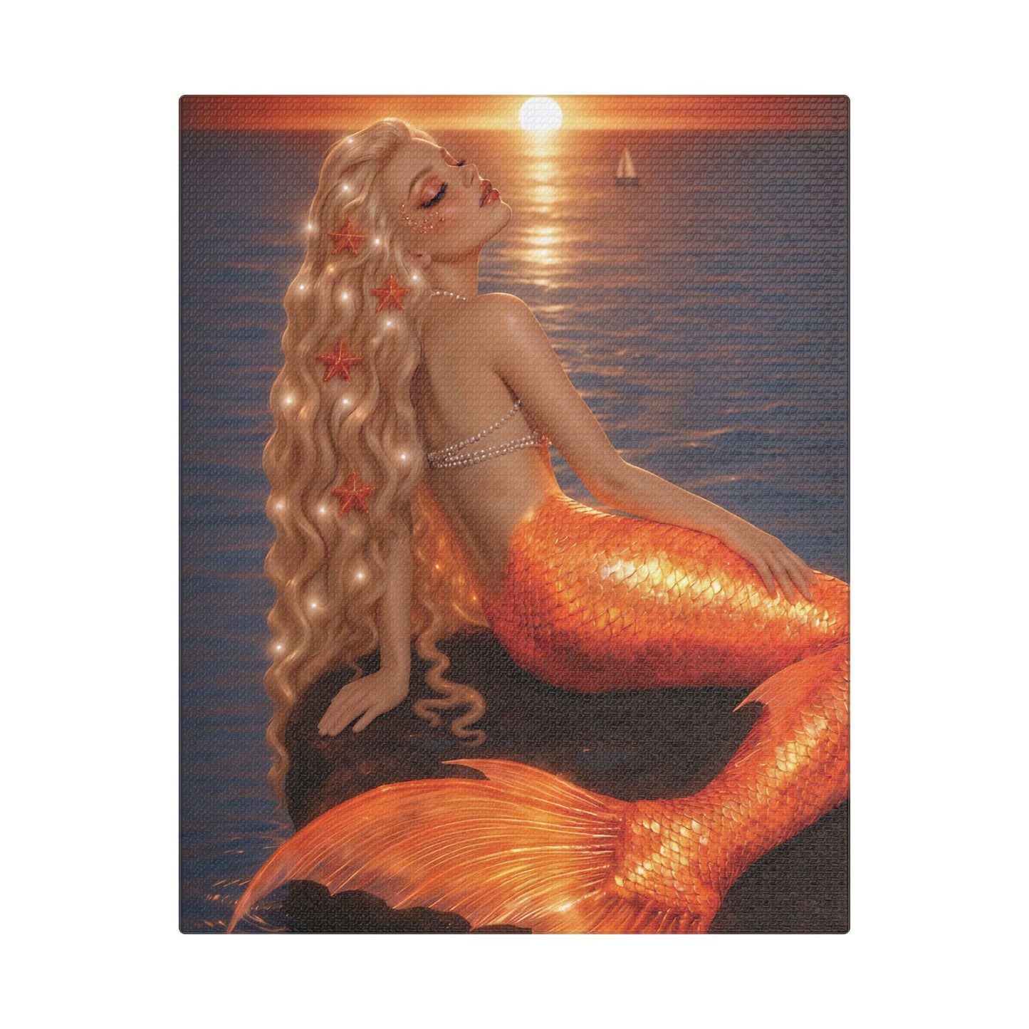 Gilded Sirens | Amber Horizon, Satin Stretched Canvas Print