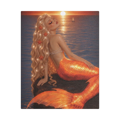 Gilded Sirens | Amber Horizon, Satin Stretched Canvas Print