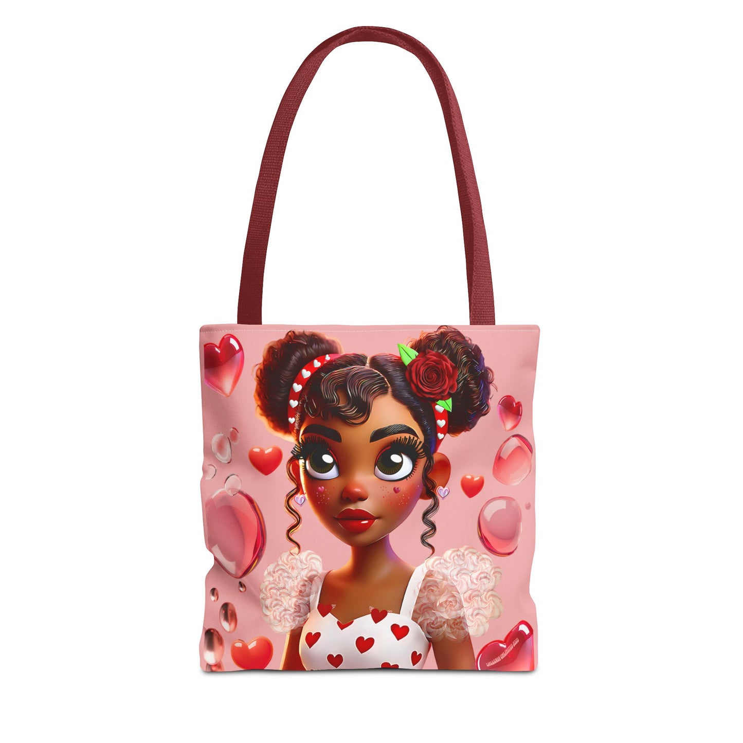 Heartbreaker Girl | Bubble Gum All -Over-Print Two-Tone Tote Bag (multiple strap colors)