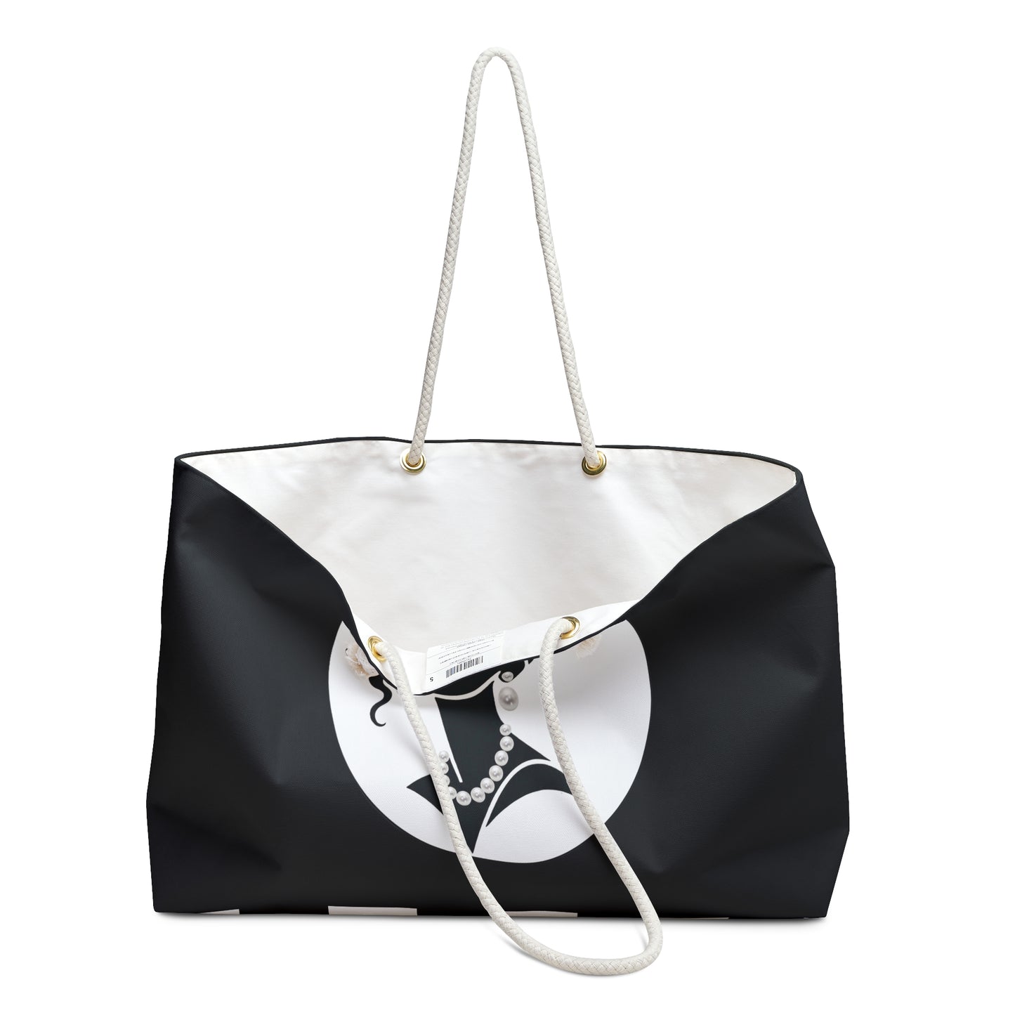 Pearls & Curls 5 | Black Double-Sided Weekender Bag