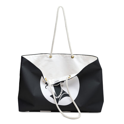 Pearls & Curls 5 | Black Double-Sided Weekender Bag